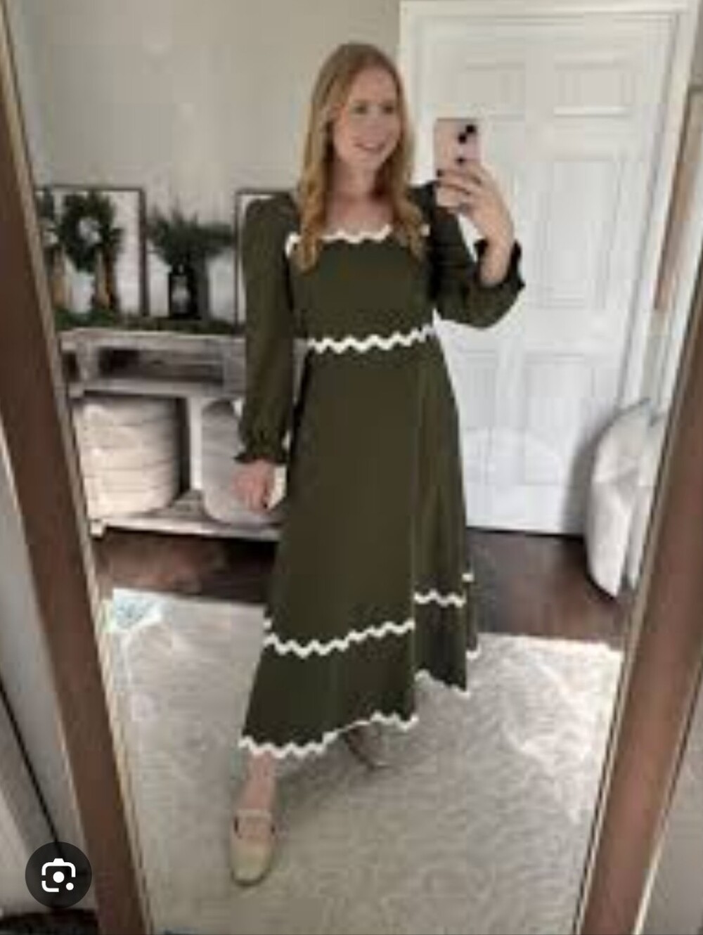 BTFBM Olive Green Ric Rac Trim Square Neck Maxi Dress Size XL